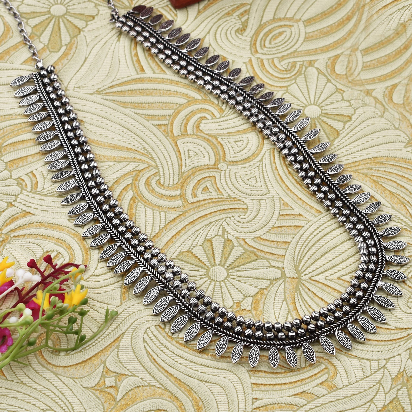 Oxidized German Silver Long Necklace