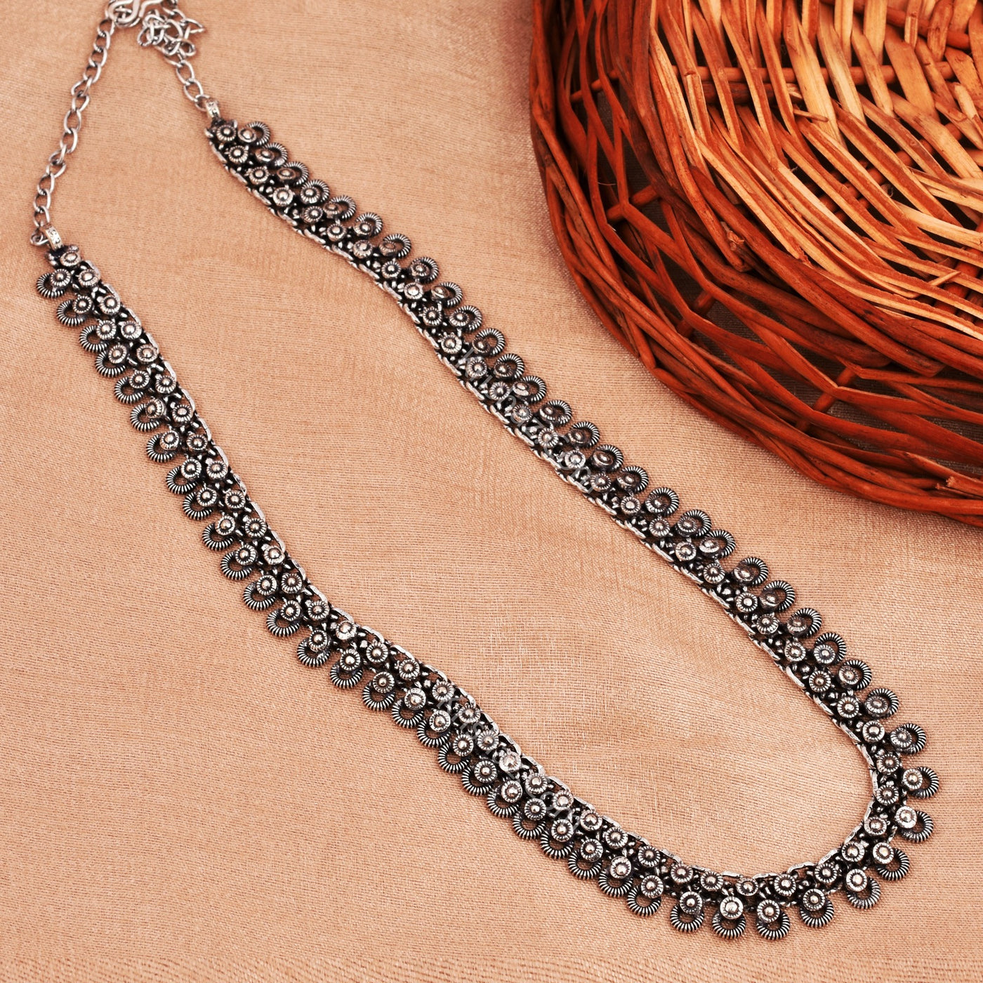 Kolhapuri Oxidized Silver Long Necklace