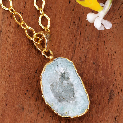 Natural Stone Pendant Natural Stone Pendant Charm With Cable Chain