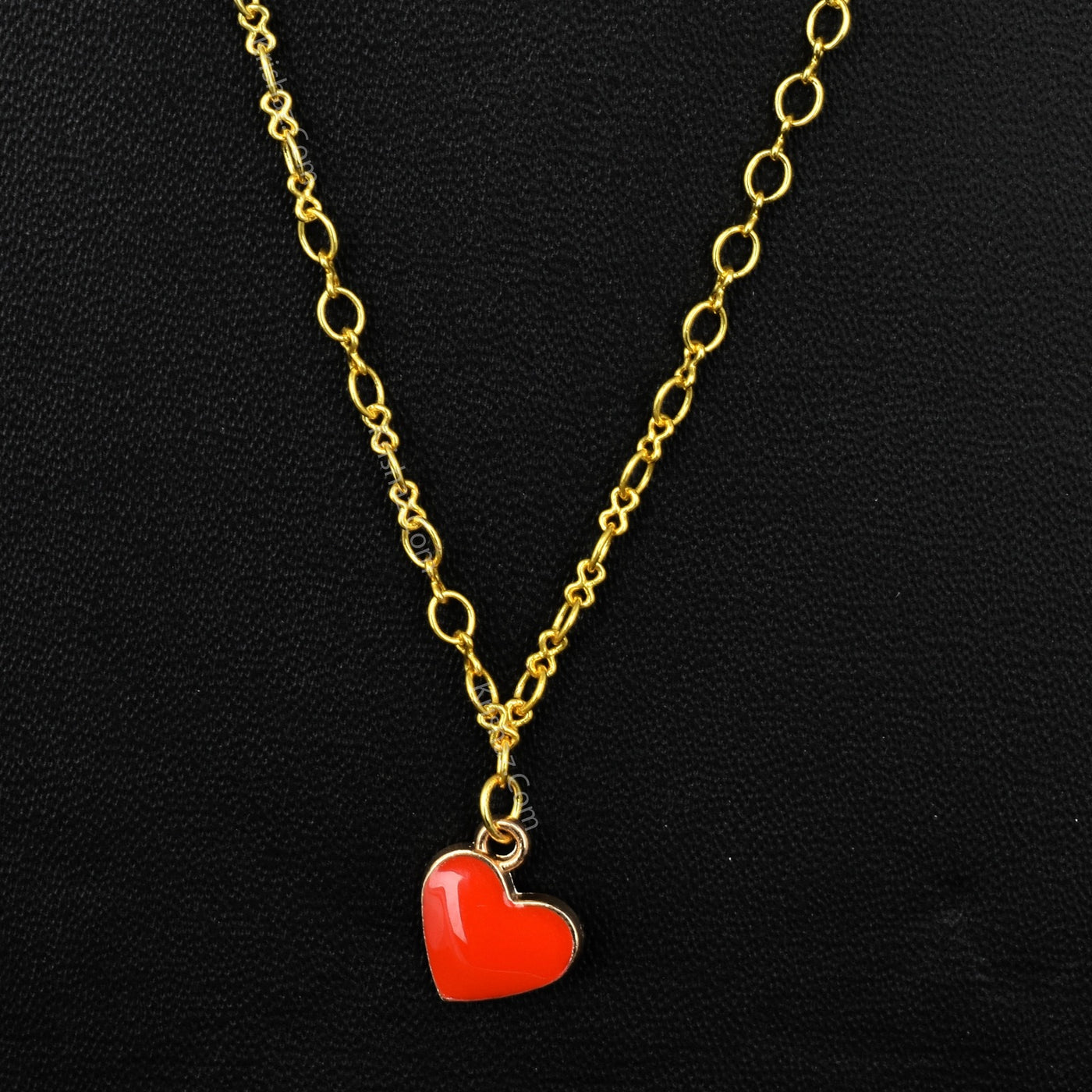 Gold Figure 8 Chain with Red Heart charms