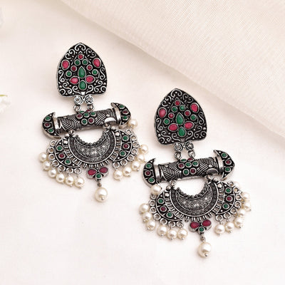 Garima German Silver Designer  Drop Dangler Earring Set