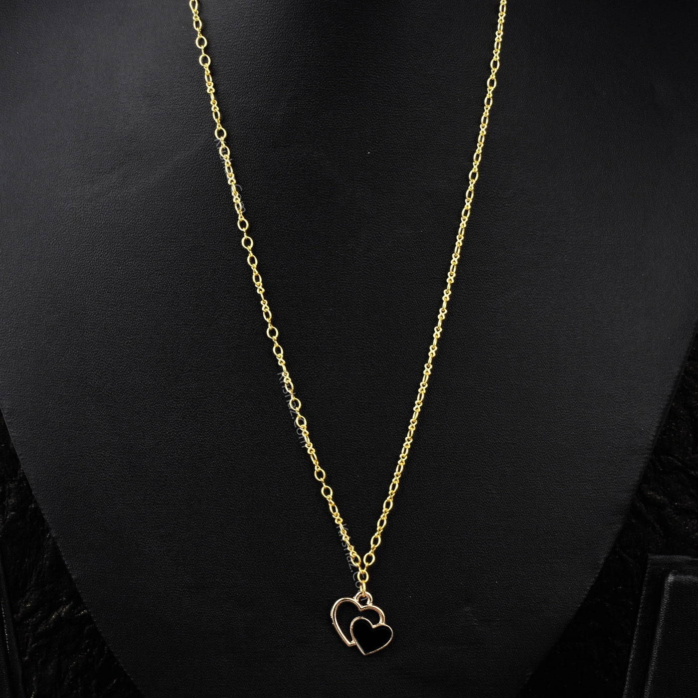 Gold Figure 8 Dainty Chains with Black Heart charms