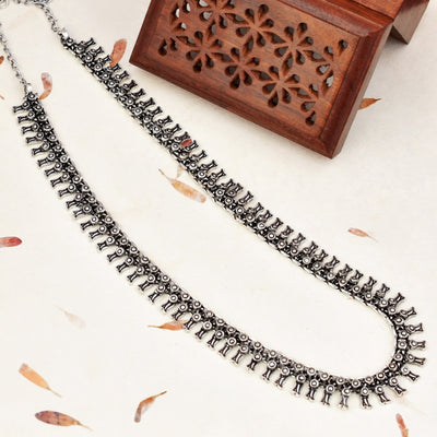 Oxidized Silver Kolhapuri Style Long Necklace