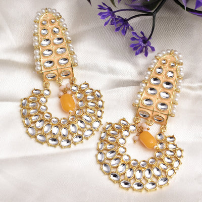 Trishika Traditional Golden Dangler Earrings Set