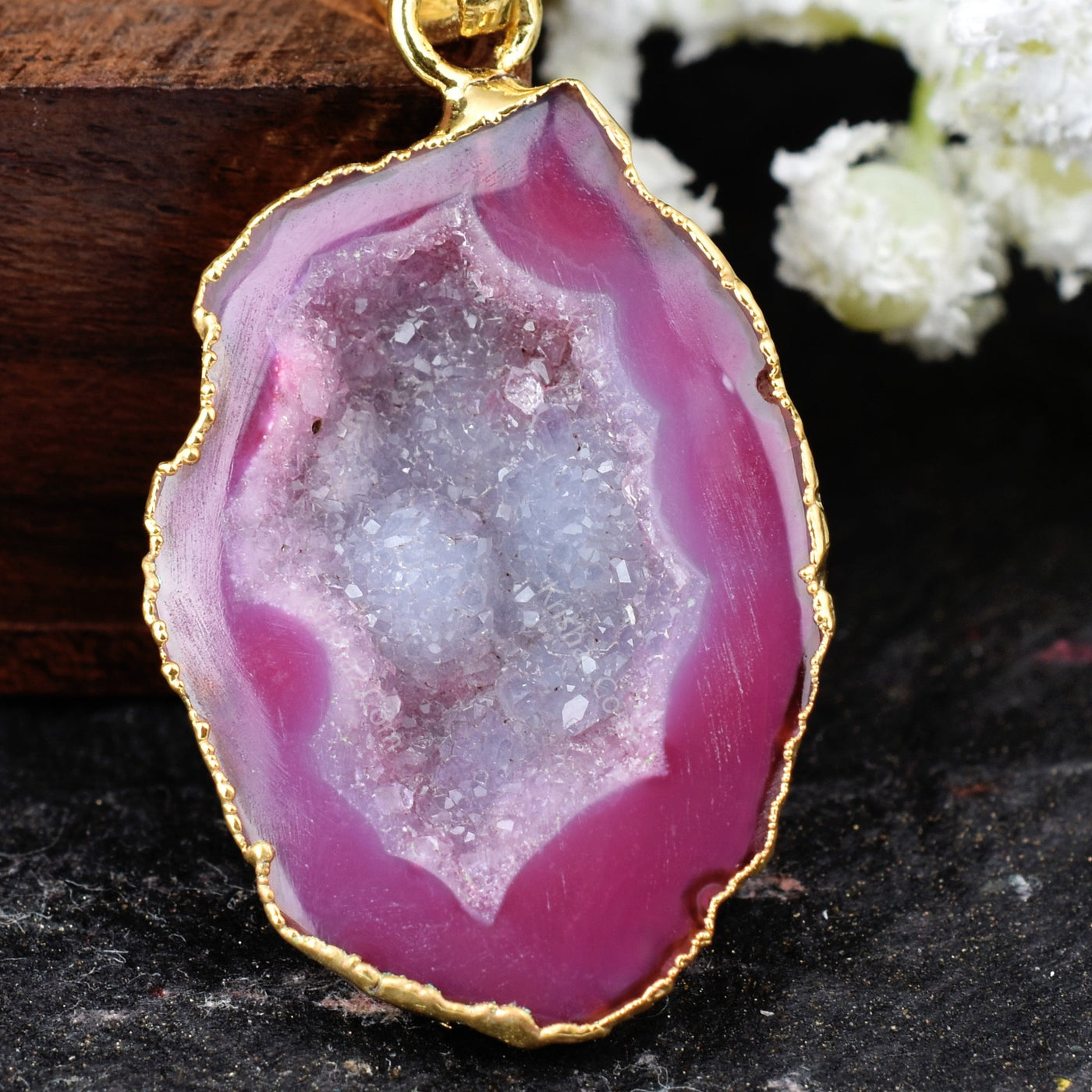 Natural Stone Pendant Natural Stone Pendant Charm With Cable Chain