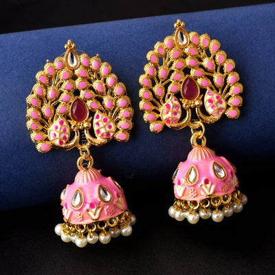 Arika Floral Golden Jhumkas Earrings Set