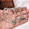 4 pcs Set of Oxidized Silver Ghungroo Chudiyaan ( Bangles ) - Krishaz