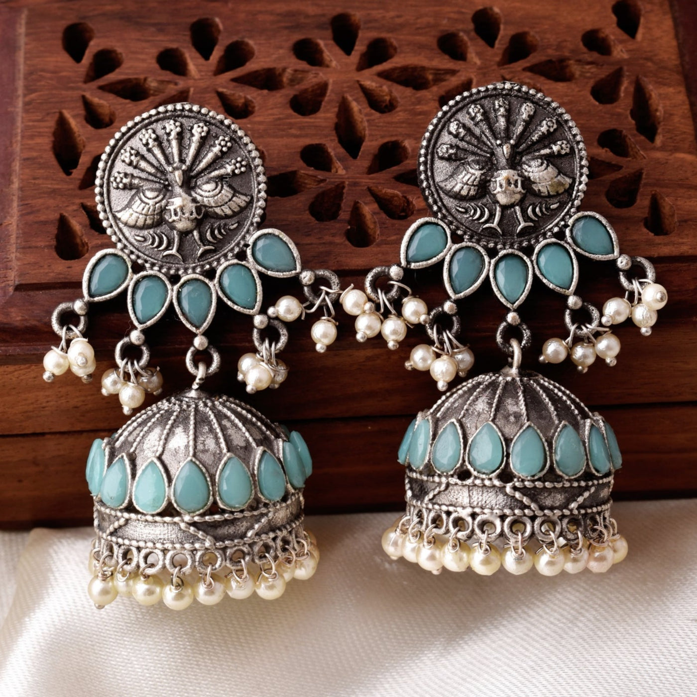 Aashvi Peacock Jhumka Earring - Krishaz