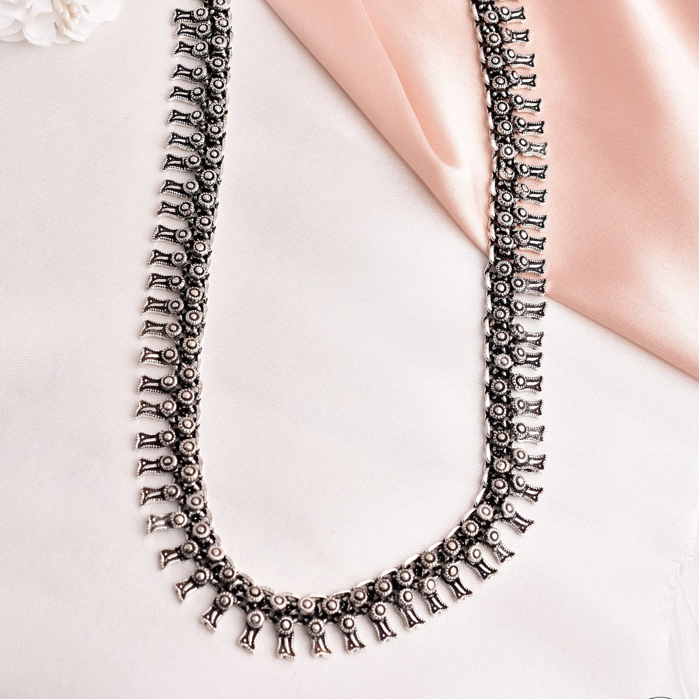 Oxidized Silver Kolhapuri Style Long Necklace
