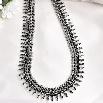 Kolhapuri German Silver Oxidized Long Necklace