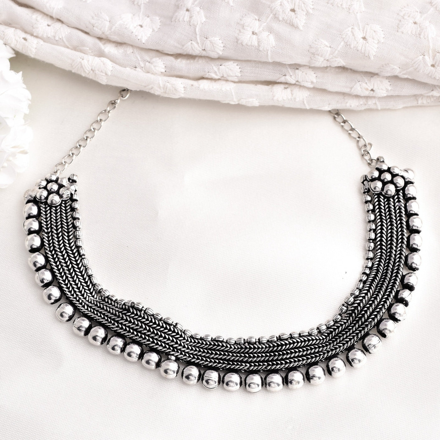 Kolhapuri German Silver Oxidized Choker Necklace