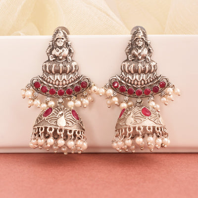 Lakshmi Godess Designed Jhumka Earrings Set