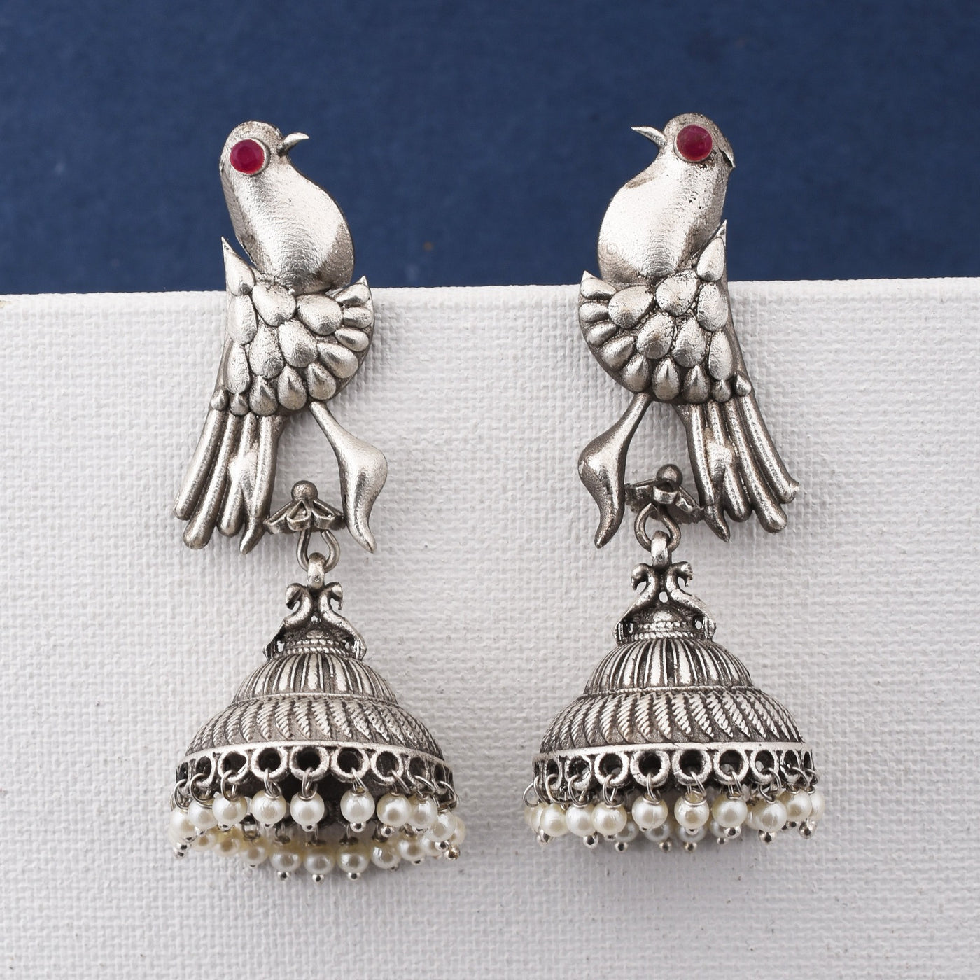 Dove Bird shaped Oxidized Jhumka Earring Set - xoiox