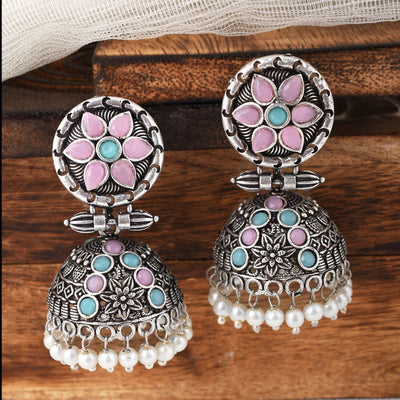 Darshika Floral Designed Jhumka Earrings Set - xoiox