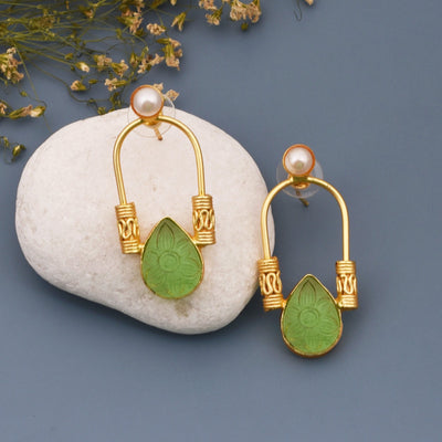 Ayana Contemporary Matte Gold Studs - xoiox