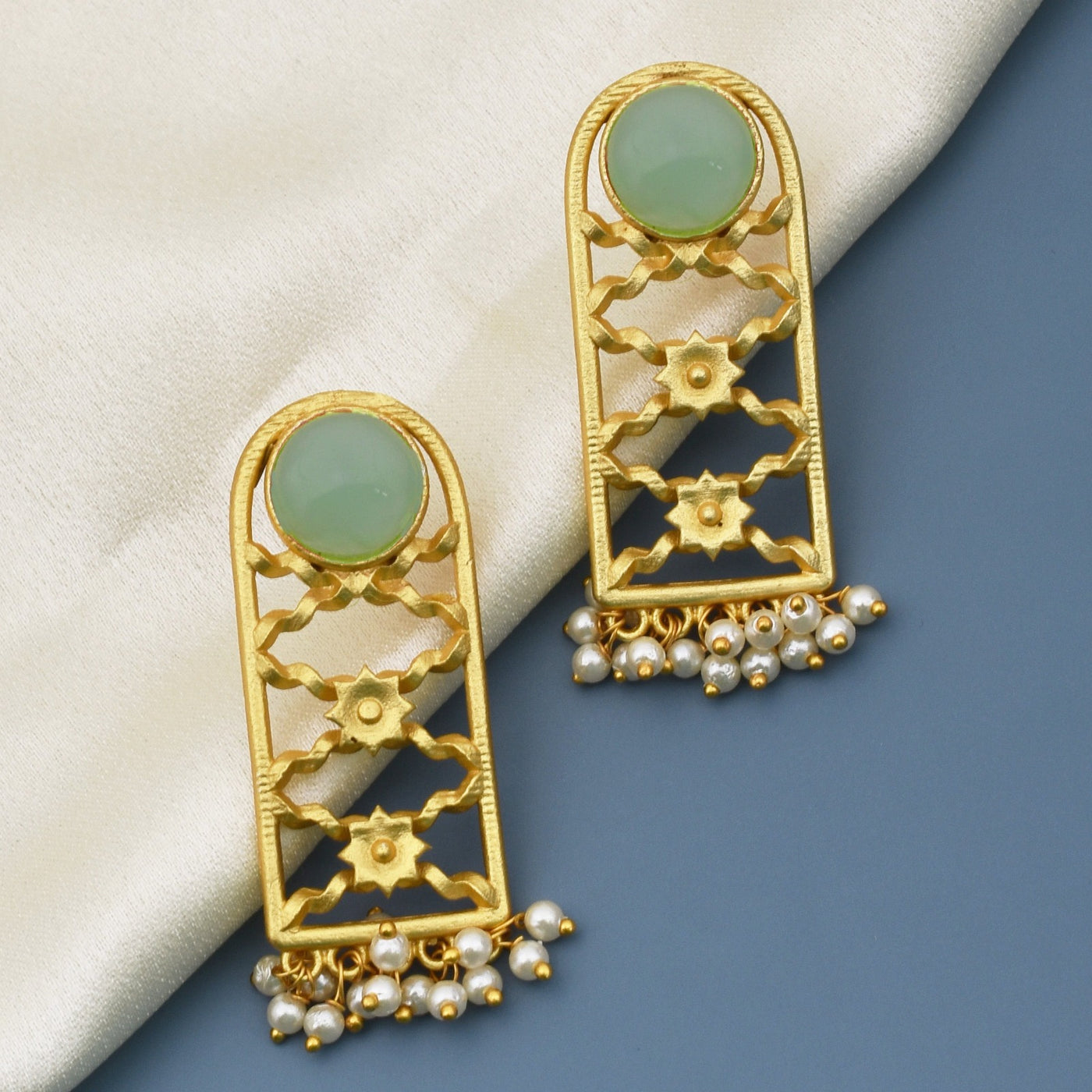 Priyali Ethnic Matte Gold Stud Earrings