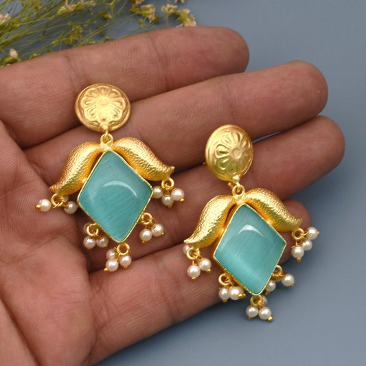 Varuni Matte Gold Dangler Earrings