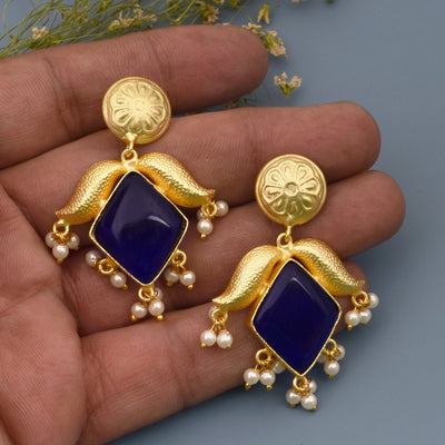 Varuni Matte Gold Dangler Earrings
