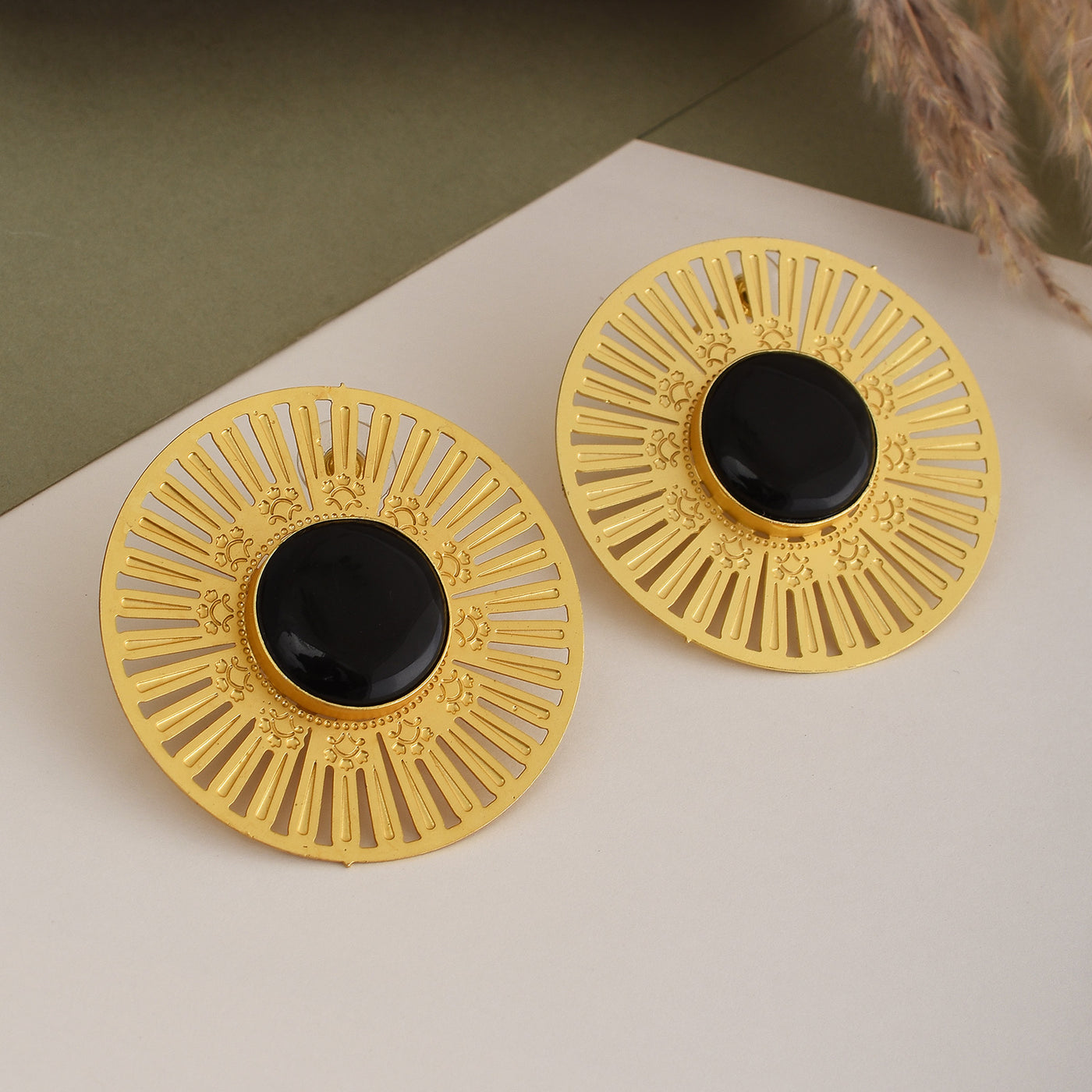Sudarshan Matte Gold Studs
