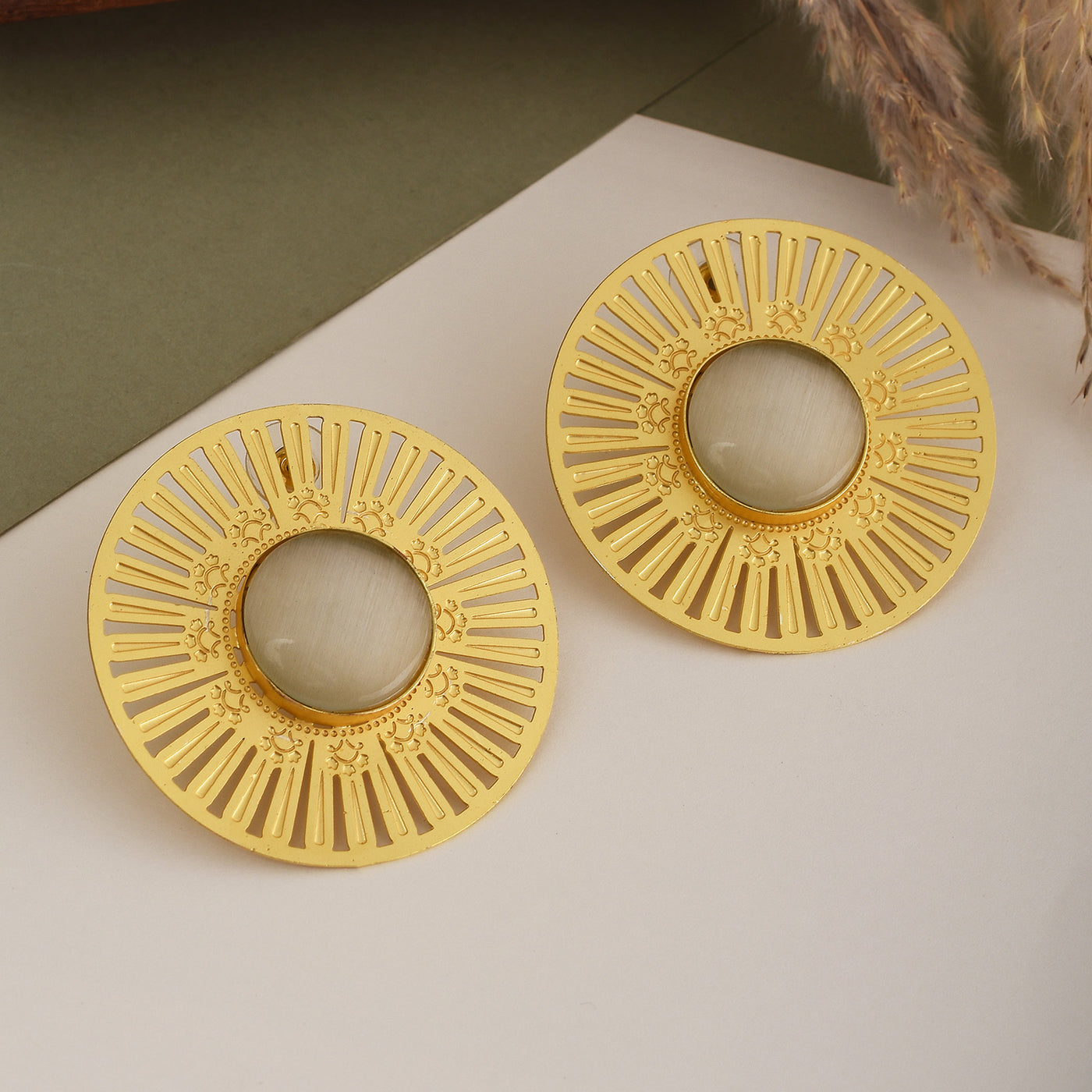 Sudarshan Matte Gold Studs
