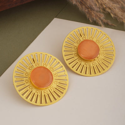 Sudarshan Matte Gold Studs