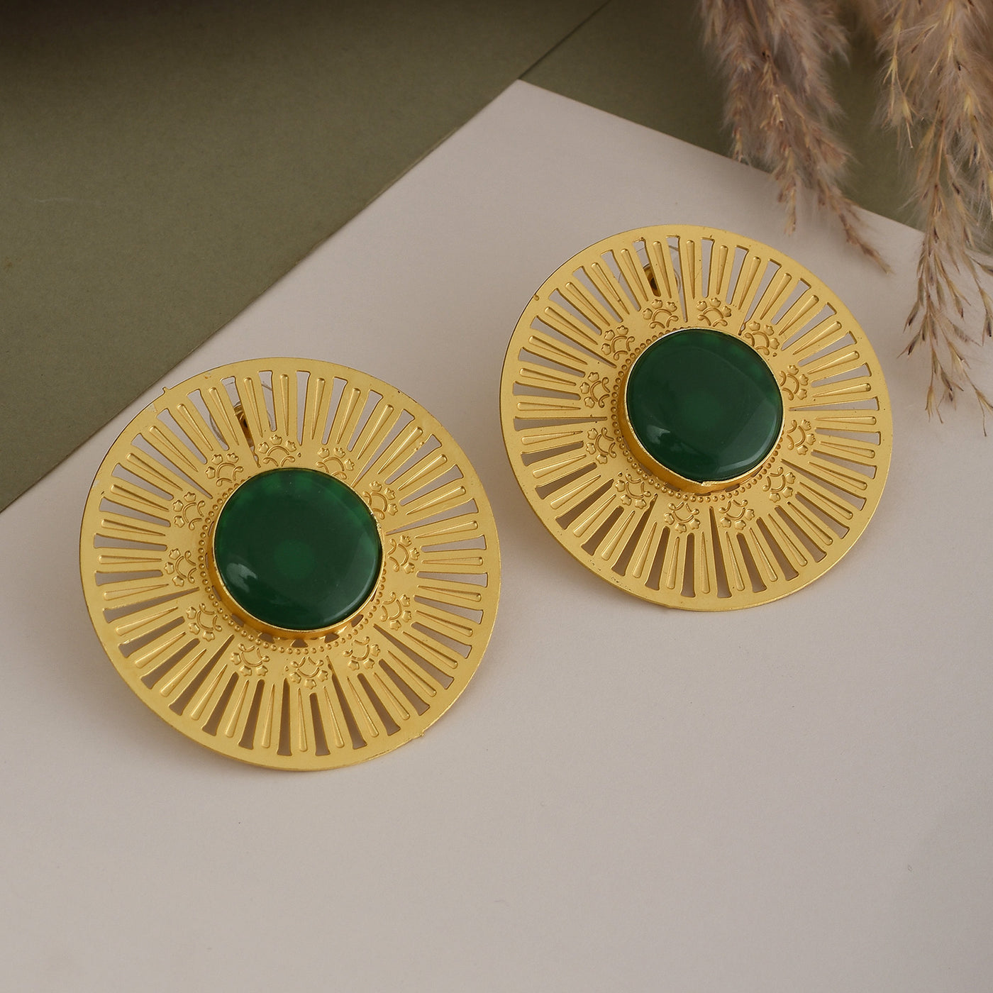 Sudarshan Matte Gold Studs