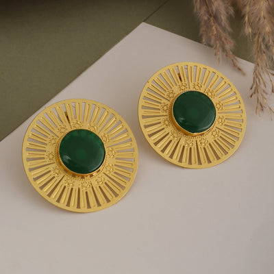 Sudarshan Matte Gold Studs