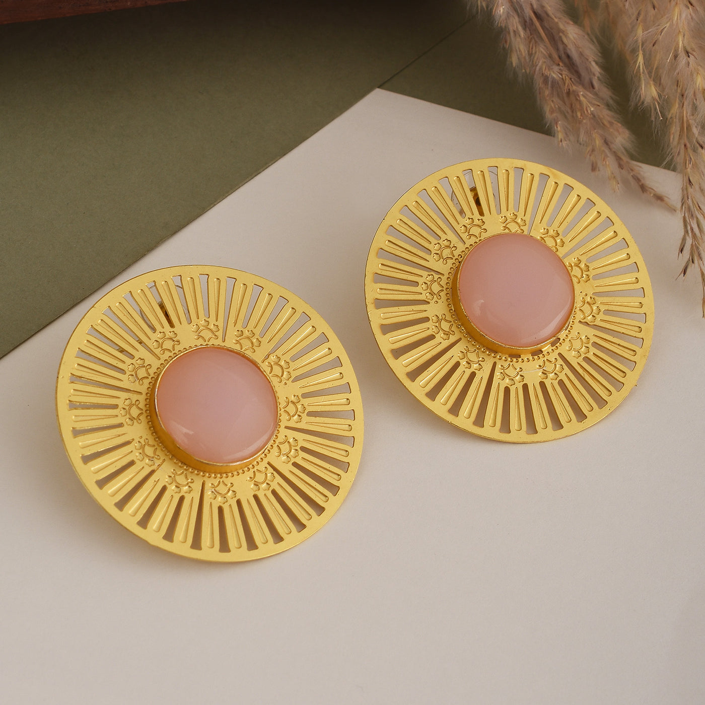 Sudarshan Matte Gold Studs